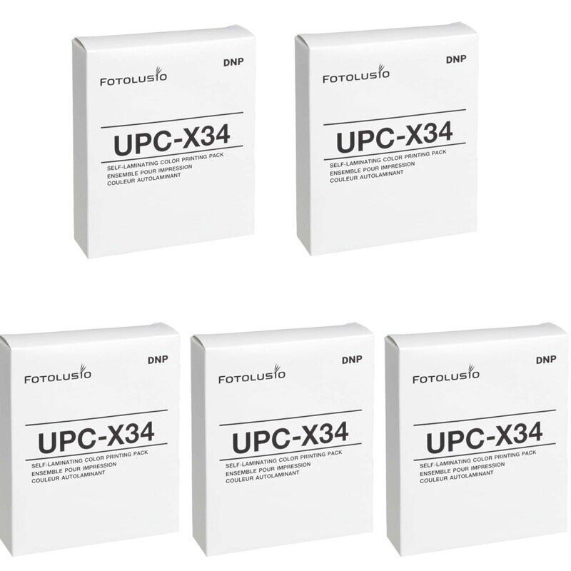 DNP Fotolusio UPC-X34, 3.5"x4" Color Ribbon & Ink Print Pack, 5 Packs (150 Sheets)